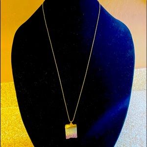 Real Amethyst charm with gold necklace